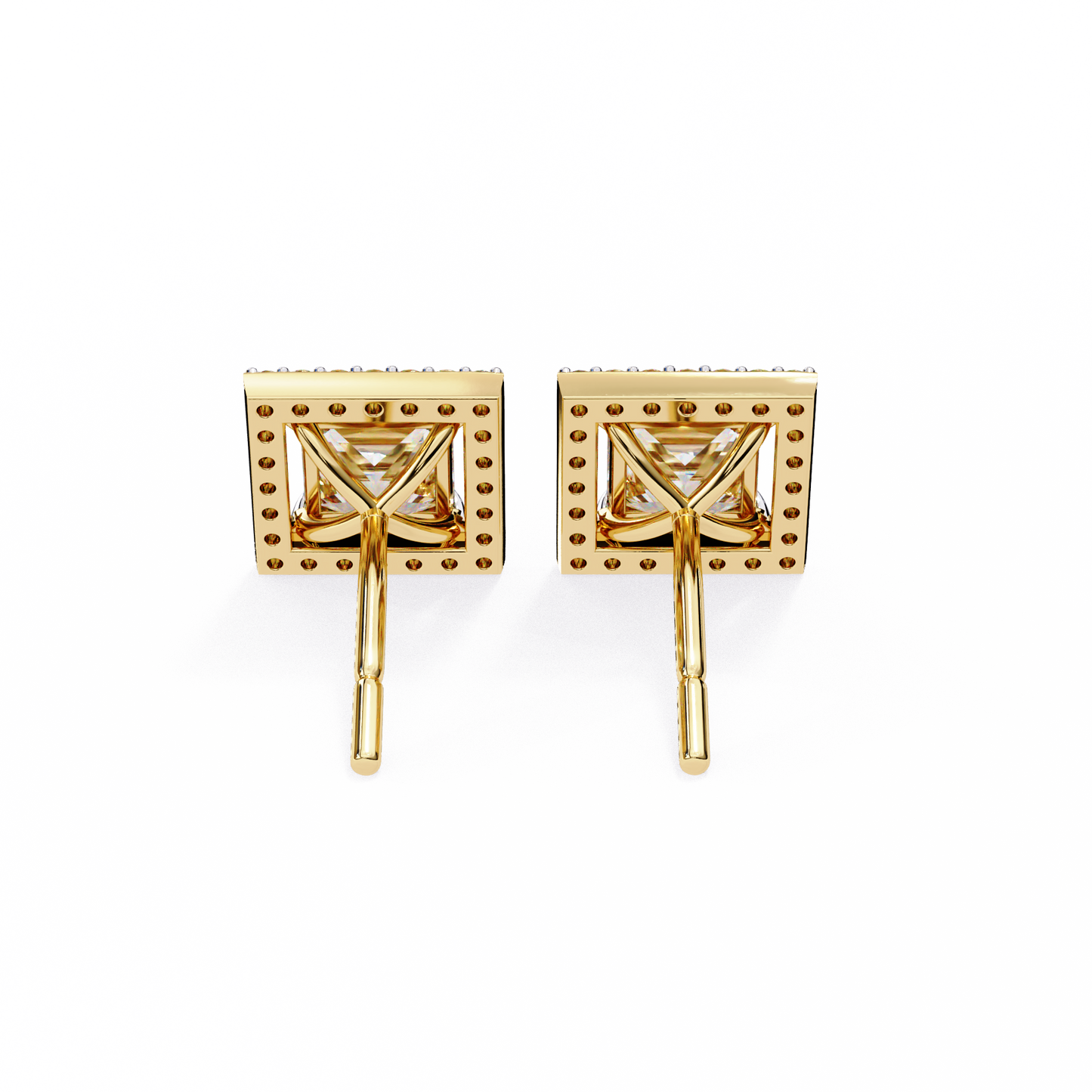 Allure Princess Halo Diamond Earrings Stud